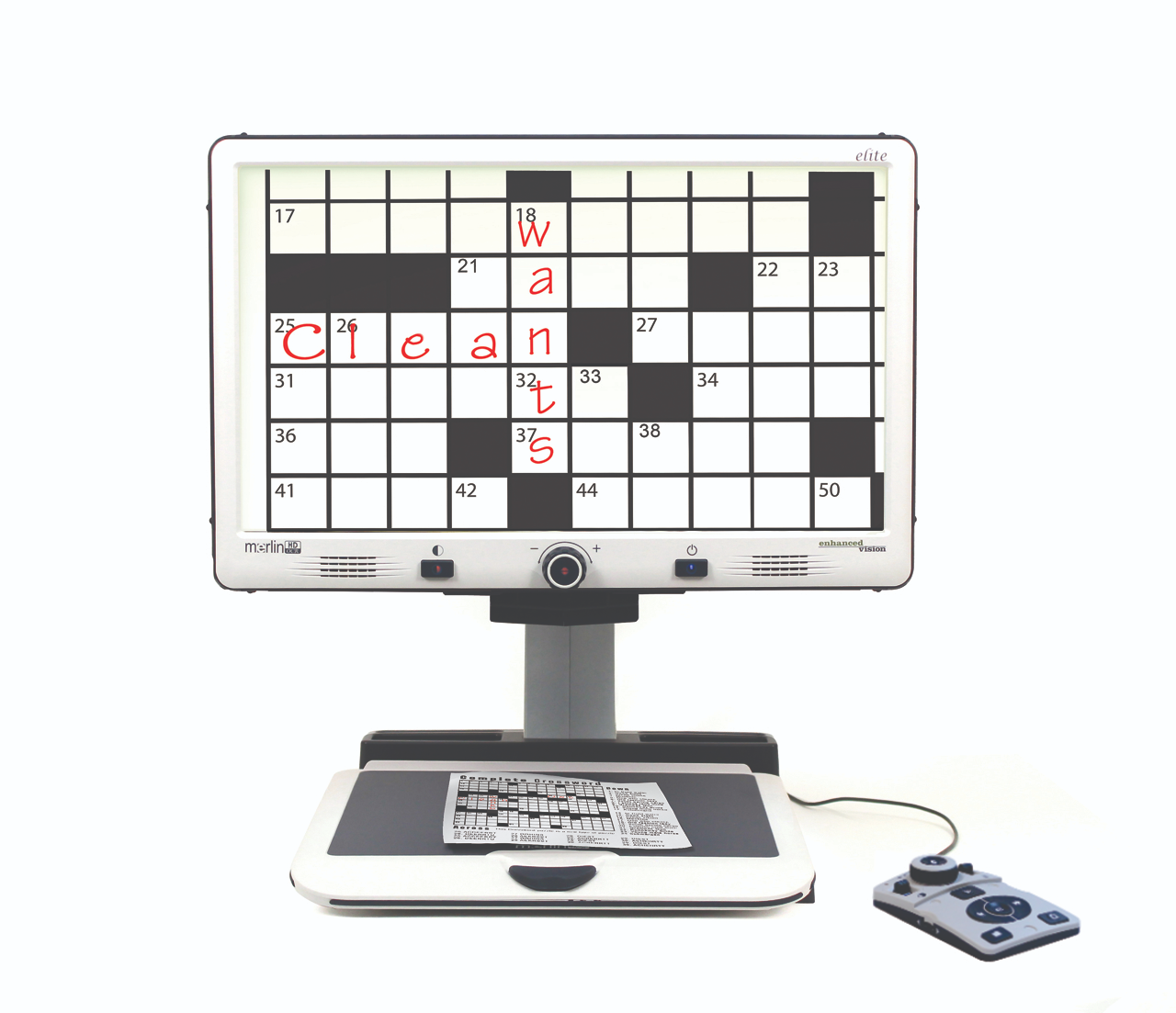 Bildschirmlesegerät für Sehbehinderte mit großer Monitoranzeige und Kreuzworträtsel – elektronische Sehhilfe mit starker Vergrößerung